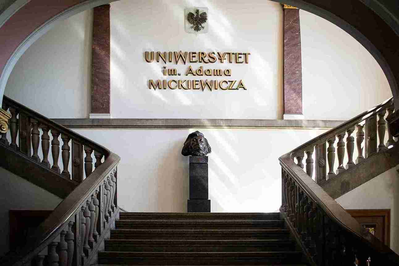 Wnętrze Uniwersytetu im. Adama Mickiewicza w Poznaniu – hologramy kolekcjonerskie studenckie UAM i naklejki do legitymacji